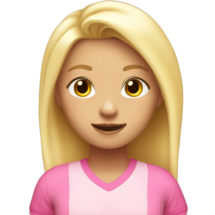 blonde girl with pink clothes saying hi good morning emoji