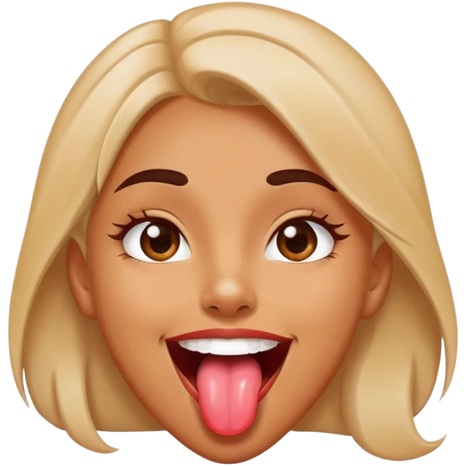 Human version of this emoji 😛 crazier but happy, but a girl with her tongue out emoji
