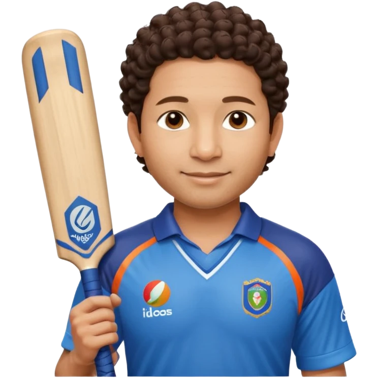 
Sachin Tendulkar
Create a cricket emoji of a short, curly-haired Indian batsman wearing a blue jersey, holding a bat with a calm confident smile, minimal flat emoji style, rounded shapes, bold outlines, vibrant colors, no background emoji
