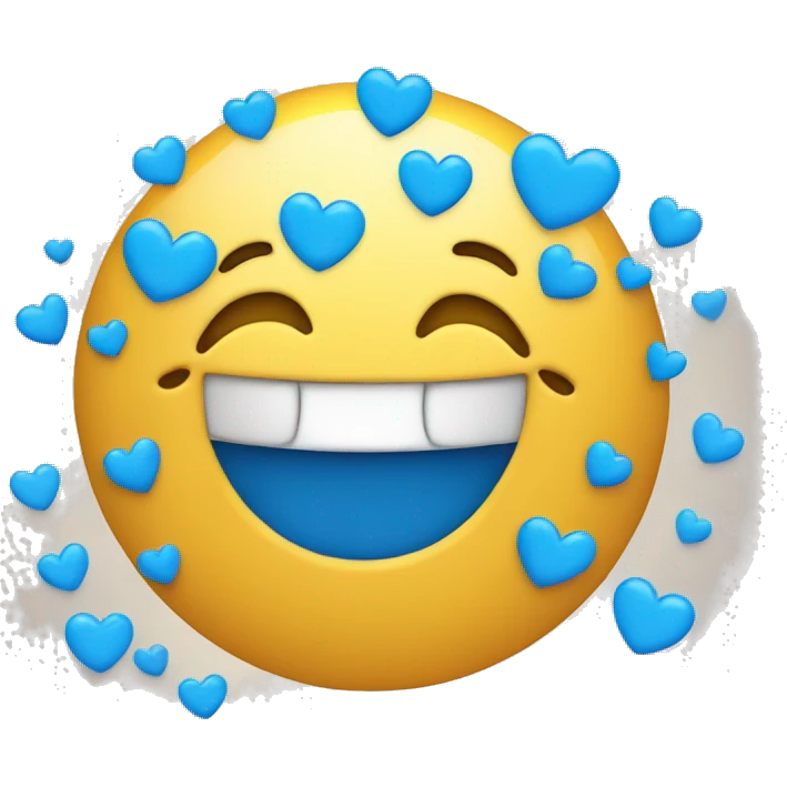 Smiling face with blue hearts emoji