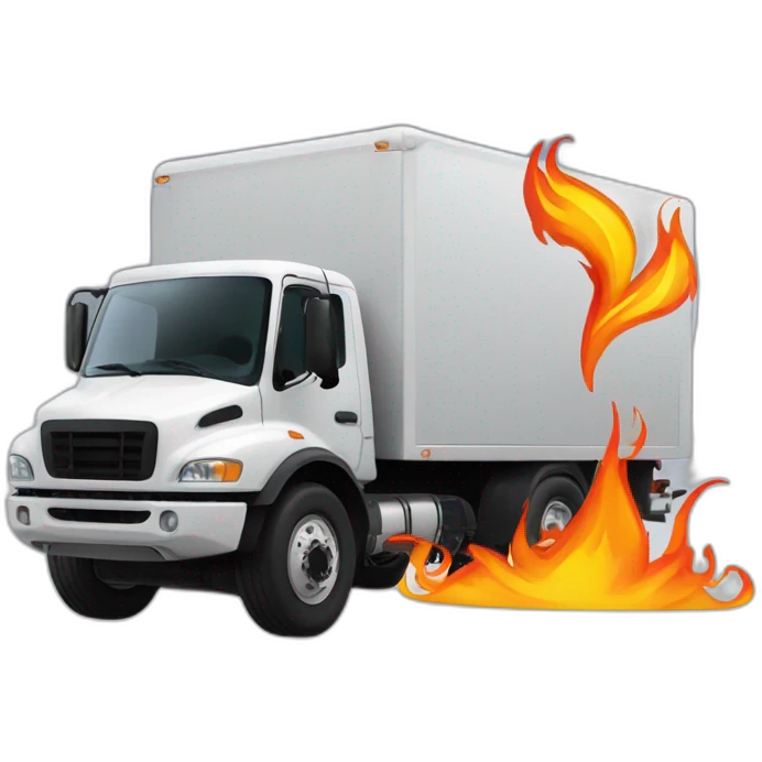 camion portant la flamme olympique avec des bras emoji