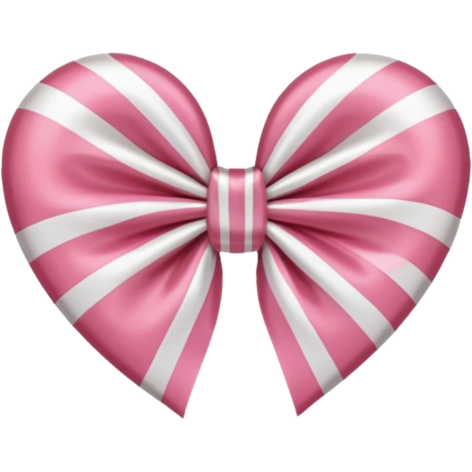 candy cane bow heart shape with light pink stripes and a satin bow emoji