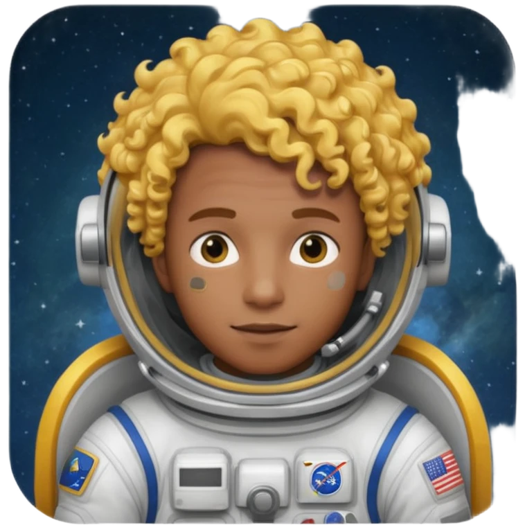 Astronauts, Young, male, dark skin, yellow curly hair emoji