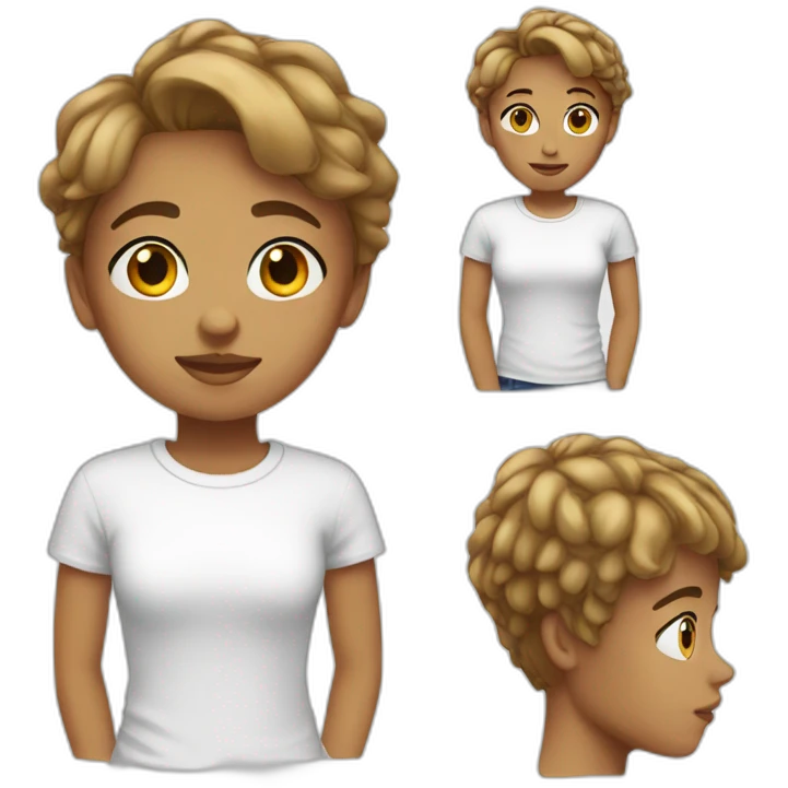 short hair teenager in white tee emoji