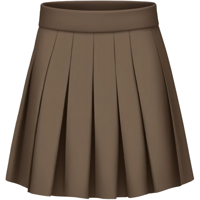 Brown pleated mini skirt, isolated emoji
