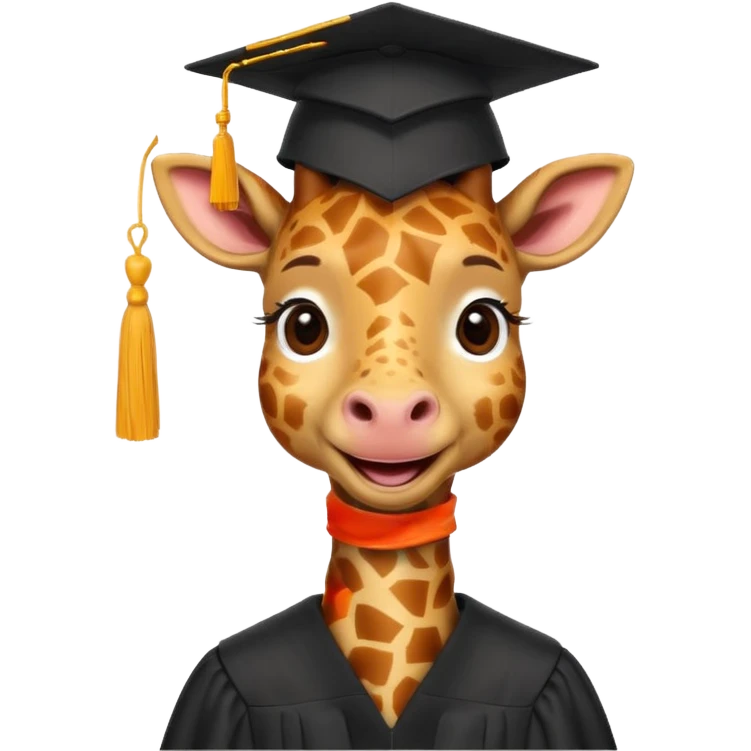 happy giraffe wearing a graduation cap emoji