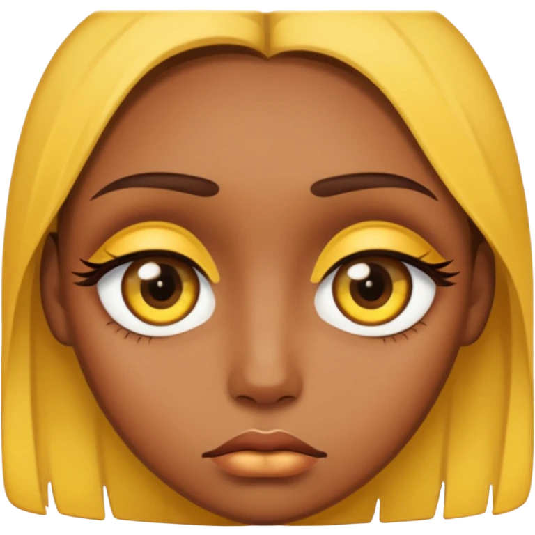 Make a sad eyes with browns on top of an eye using yellow emoji