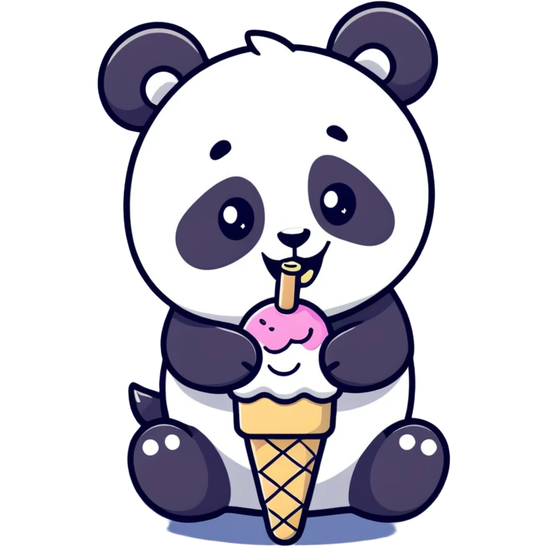 Panda eating ice cream emoji