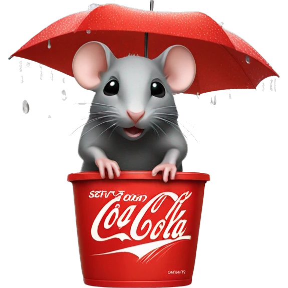 Rat is raining to shop with 100$ to buy a Coca Cola emoji