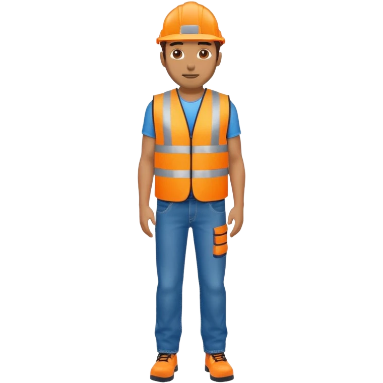 man in orange hi vis vest and jeans, standing full body emoji