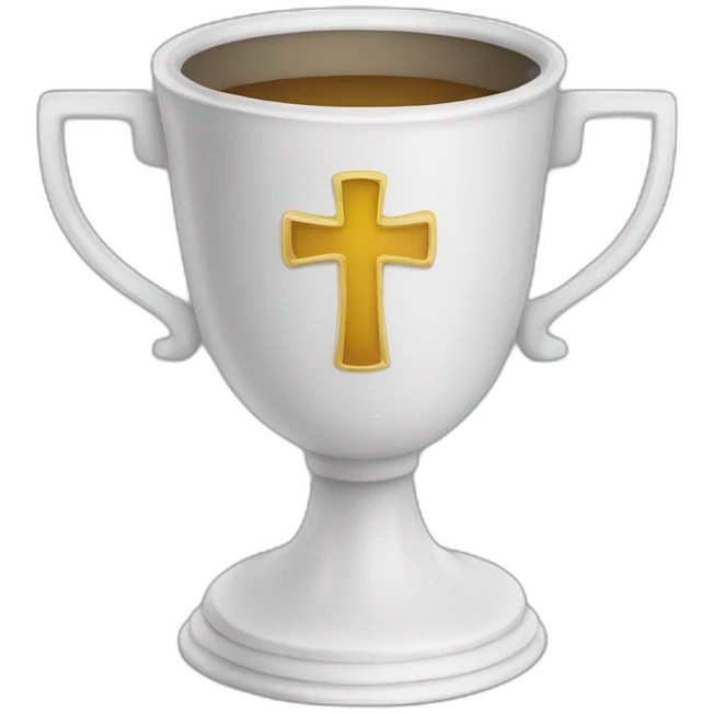 royal empty Christian cup for the winner with a cross emoji