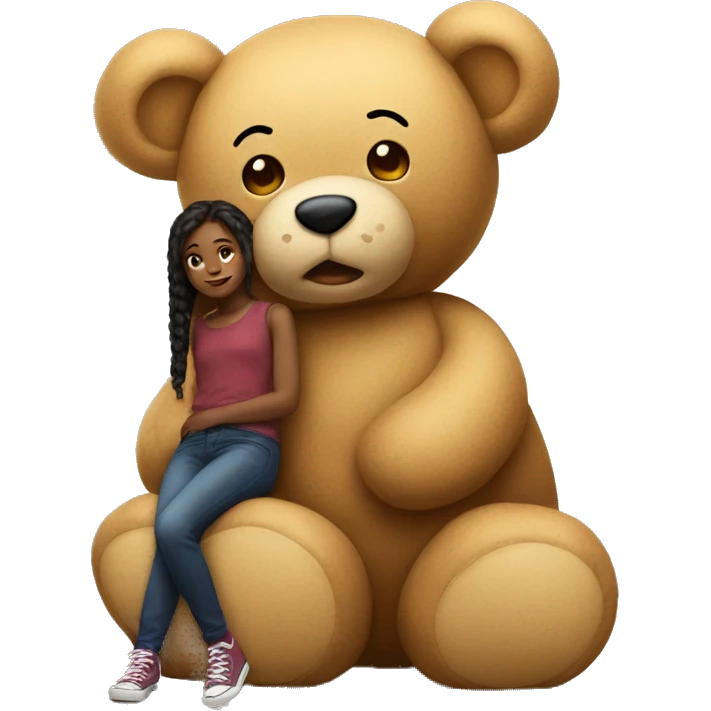 Girl on giant teddy bear  emoji