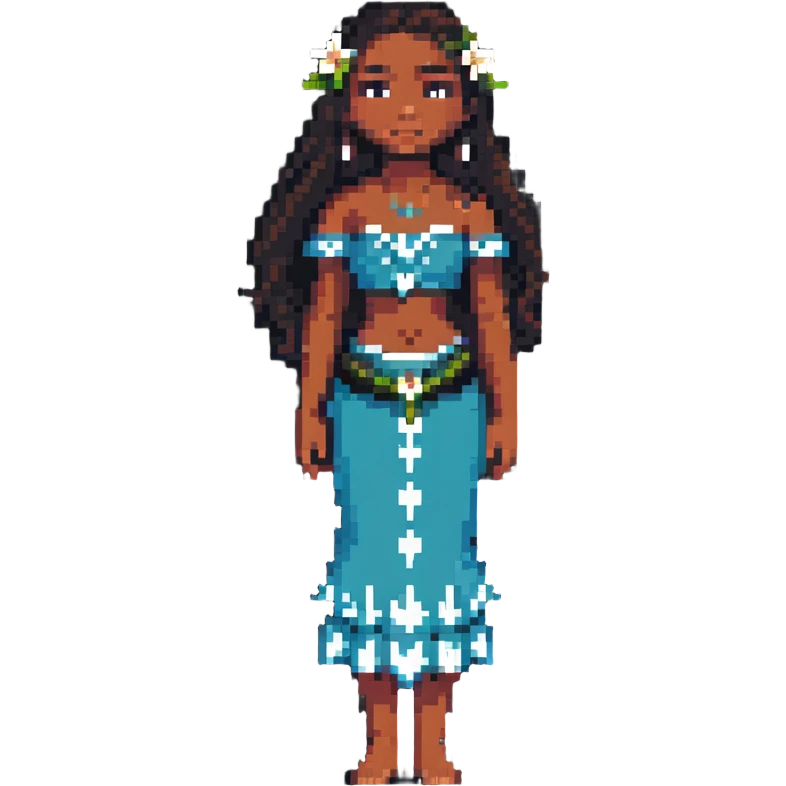 Moana standing, pixel art style emoji