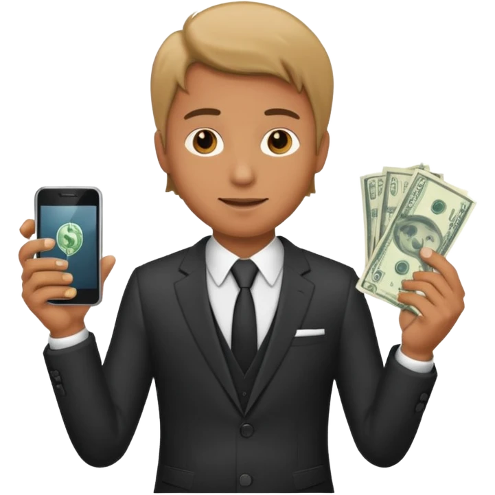 Yakuza holding money and phone emoji