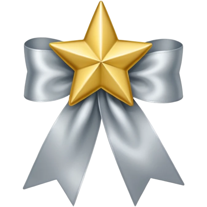 Silver ribbon with gold star. emoji