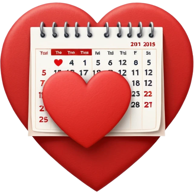 calendar page with a heart symbol emoji