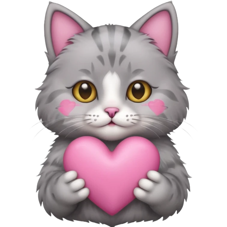 cat holding pink heart emoji