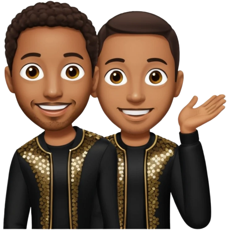Ludacris with dark brown hair, black sequin outfit emoji