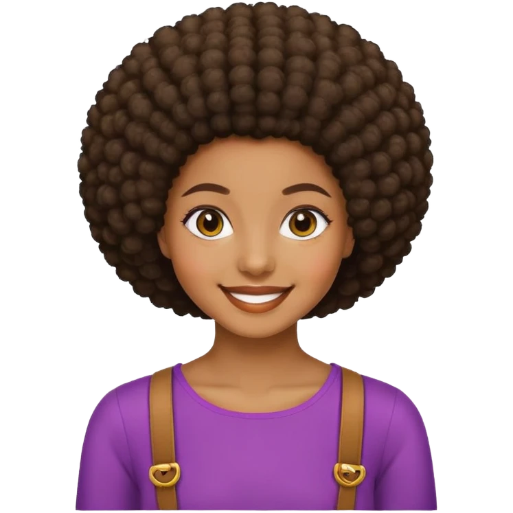 Girl showing excitement, medium-dark skin, afro hair emoji