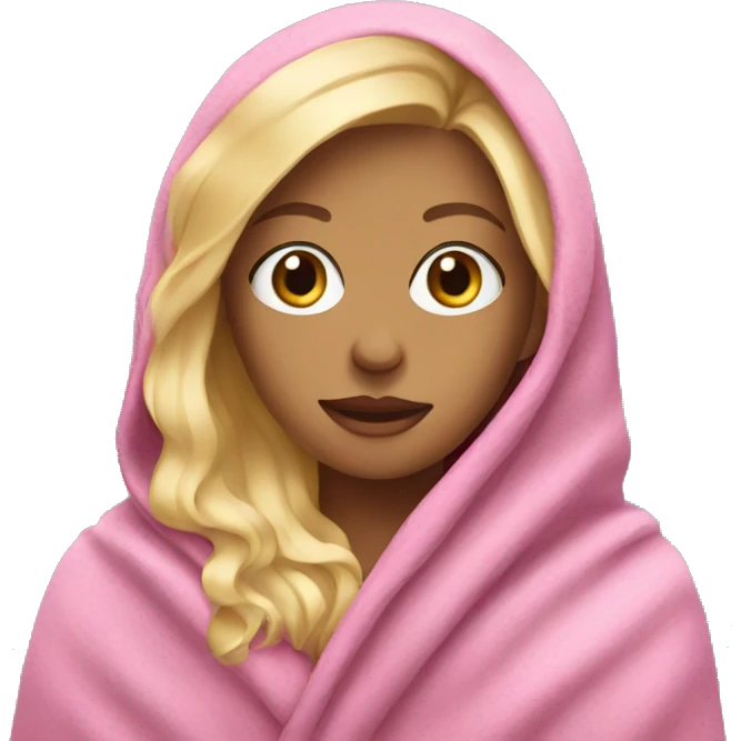 Blonde girl in pink blanket  emoji