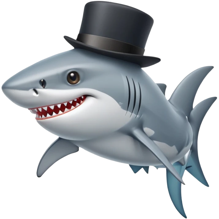 Shark with a top hat emoji