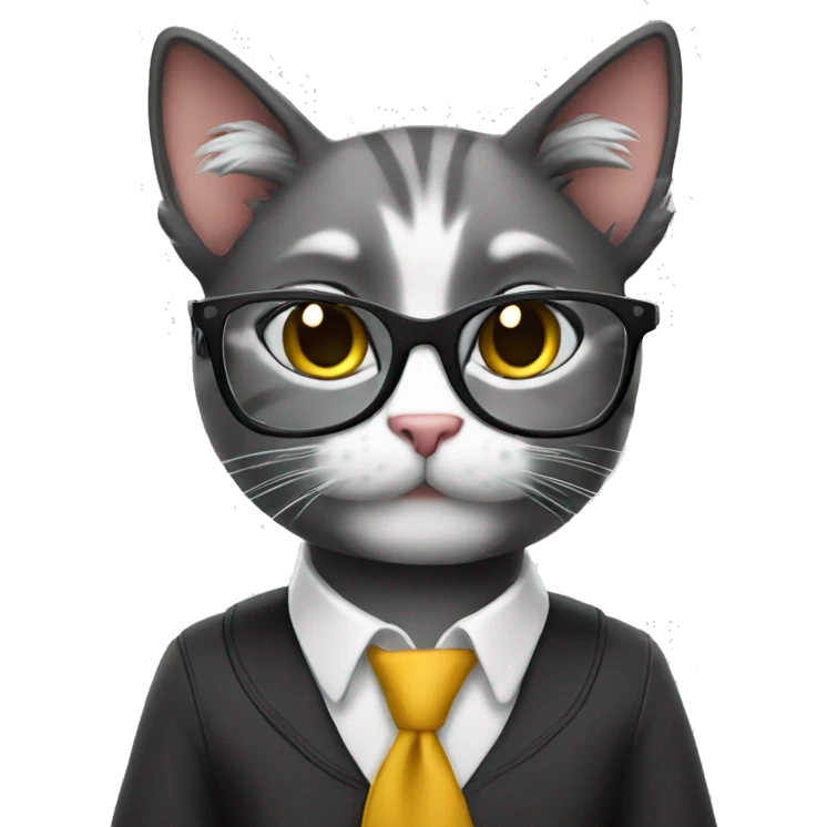 student cat glasses book emoji