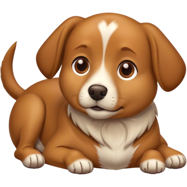 brown dog with white on belly lying down emoji