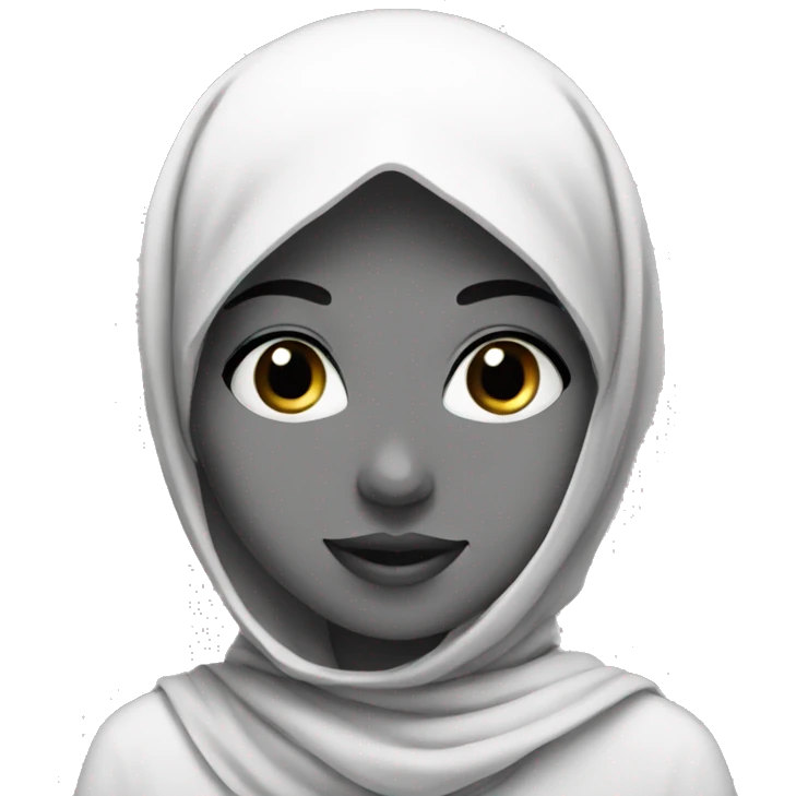 girl avatar with hijab emoji in black and white emoji
