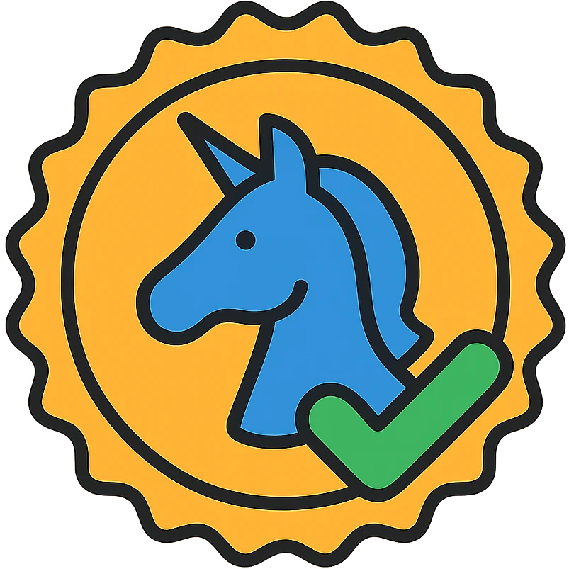 unicorn quality mark badge emoji