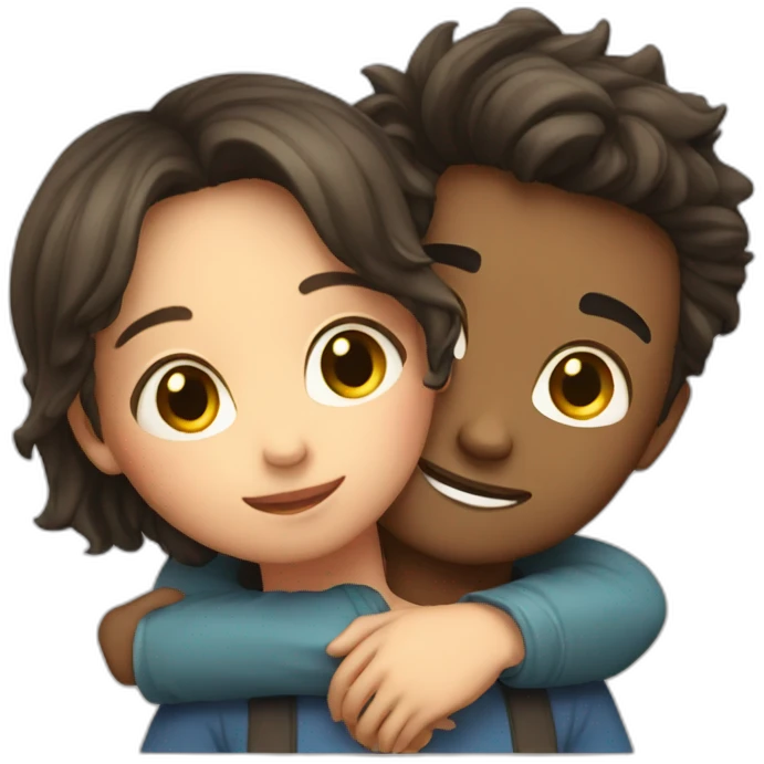 Cute boy and cute girl hugging  emoji