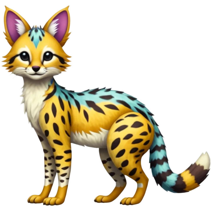 Colorful Soft Bobcat-Sergal-Numbat-Serval-Genet-Fakémon-fusion-hybrid-creature emoji