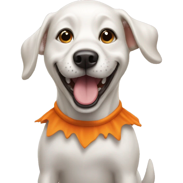 happy dog in a halloween costume emoji