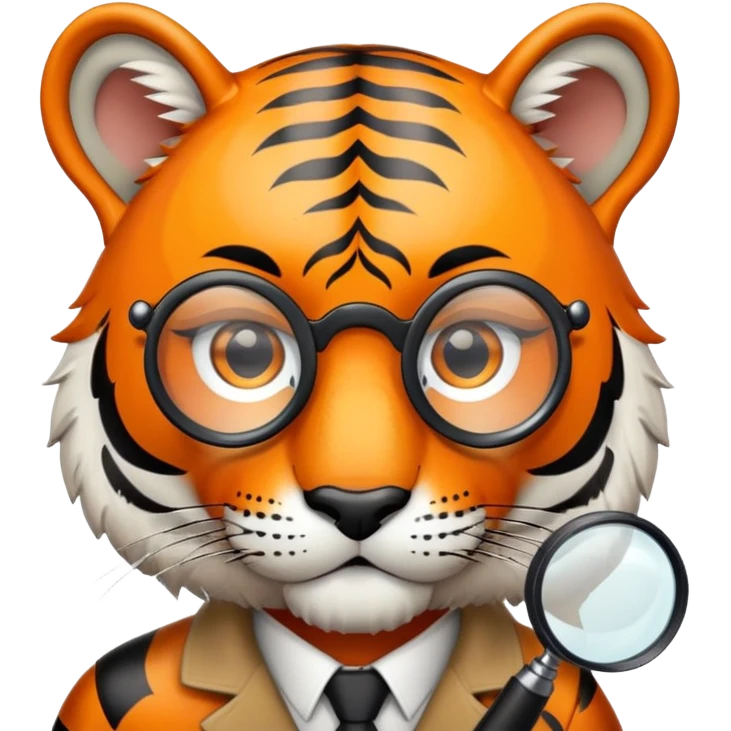Tiger detective with magnifying glass emoji