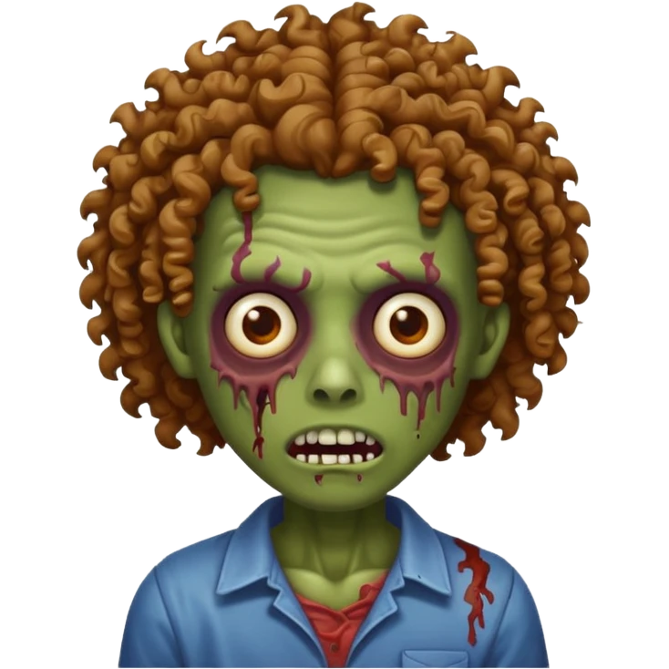 brown skin zombie with curly hair  emoji