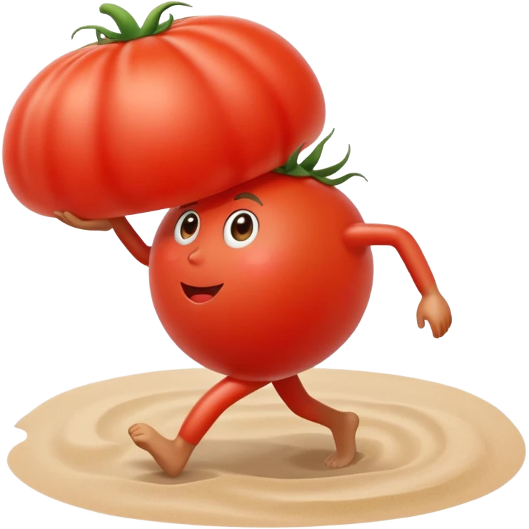 Un tomate, caminando por la playa emoji