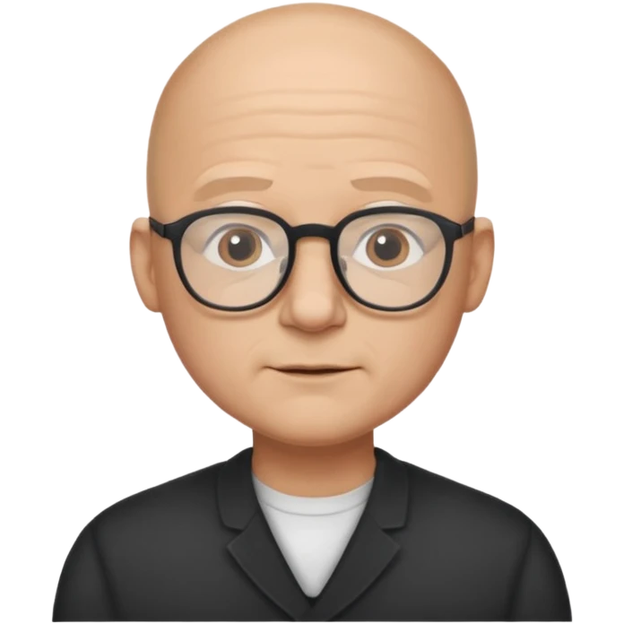 Bald man glasses chin puff 40 emoji