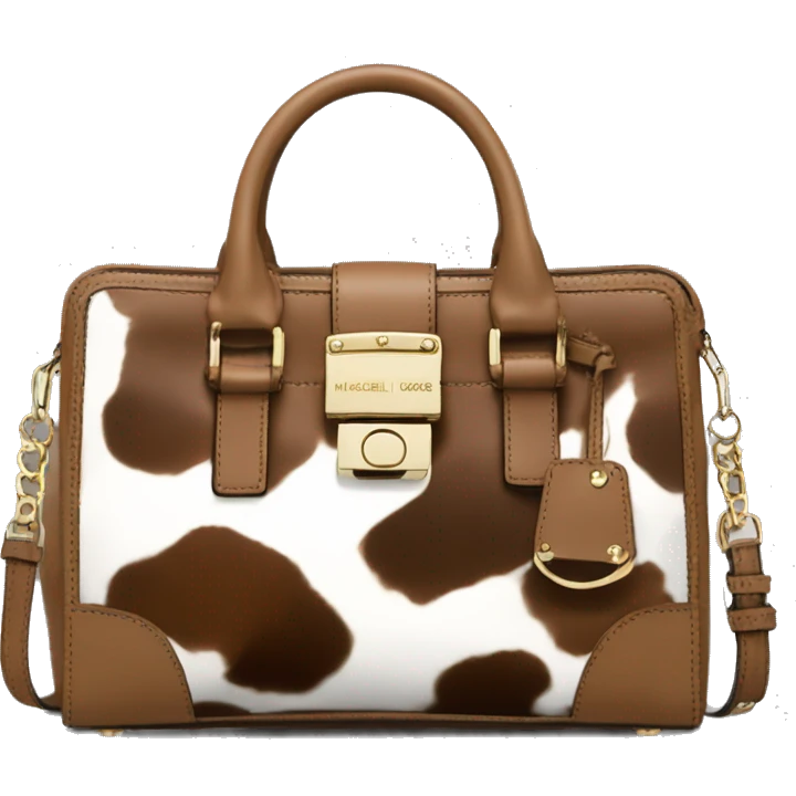 Realistic Michael kors cow hide print pattern designer satchel purse. emoji