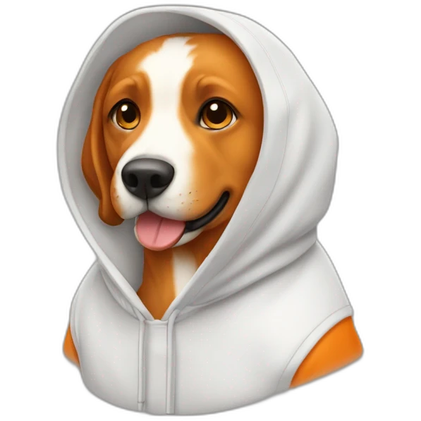 Perro con sudadera naranja emoji