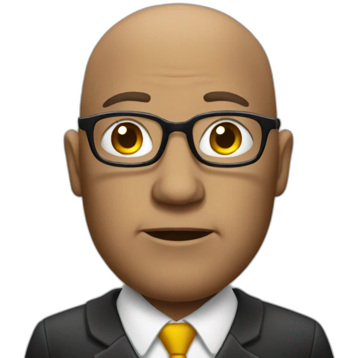 Bald lawyer with glasses buried in dollars emoji