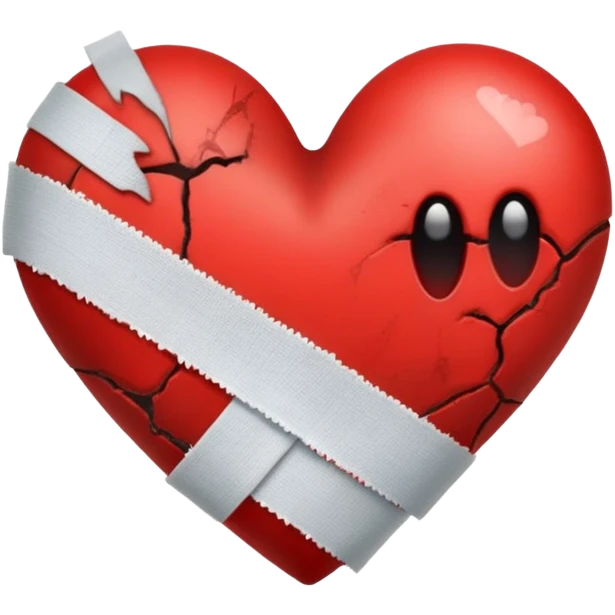 Red fading to black heart with bandages emoji