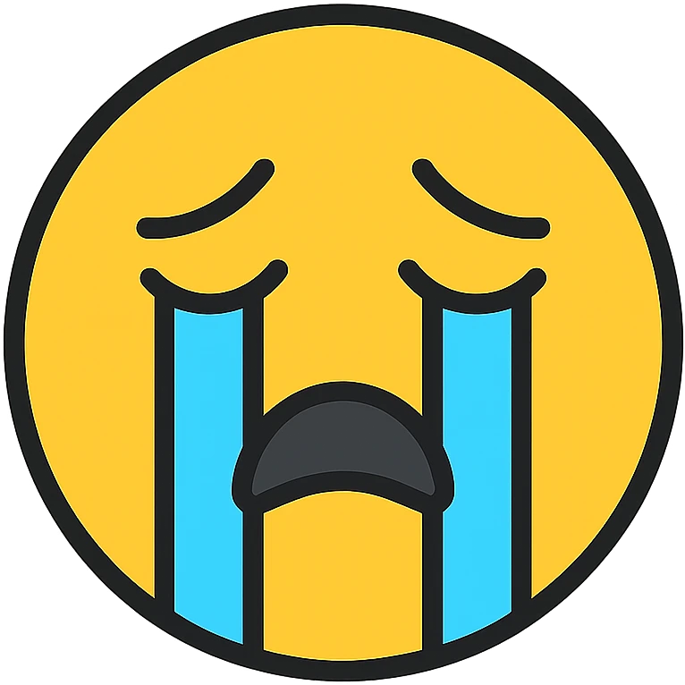 crying face, color outline icon style emoji