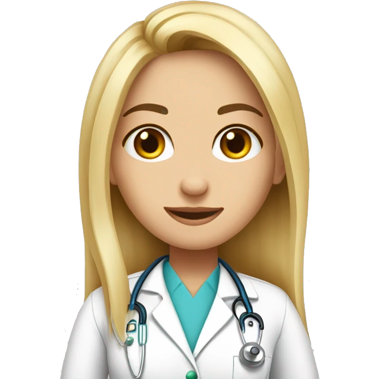 doctora joven rubia cabello largo ojosazules emoji