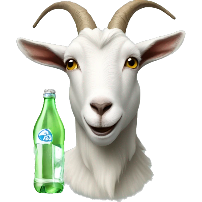 A goat drinking a bottle emoji