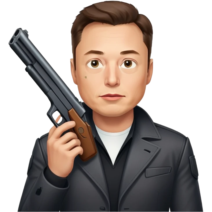Elon Musk with a gun emoji