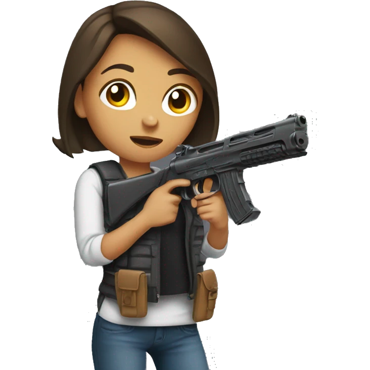 Girl holding a big gun emoji