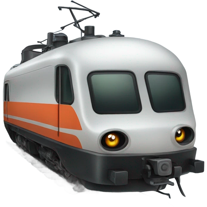 A electric locomotive was with black oval eyes  emoji