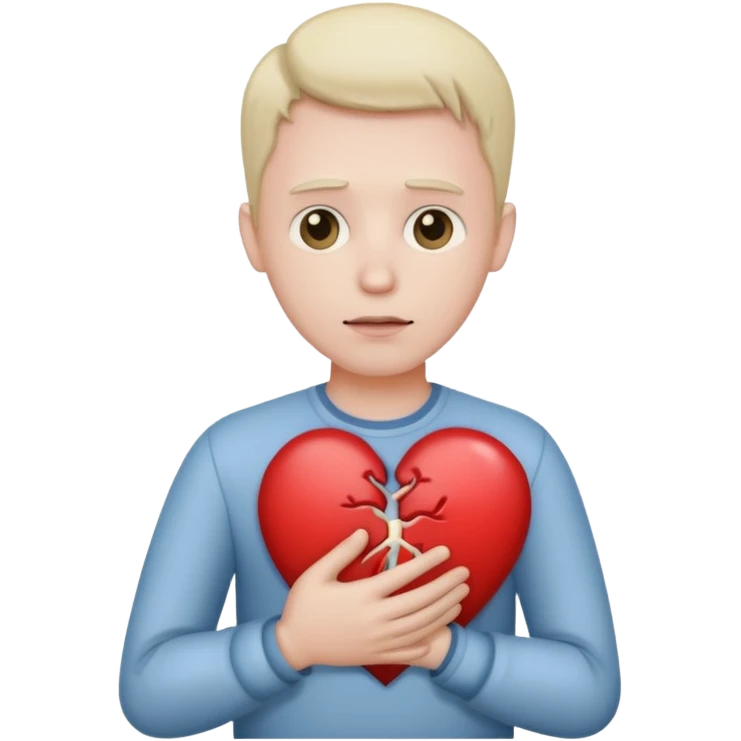 Men I sick hold his heart by 1 hand emoji