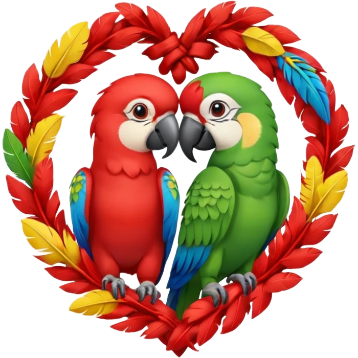 heart wreath kiss parrot emoji