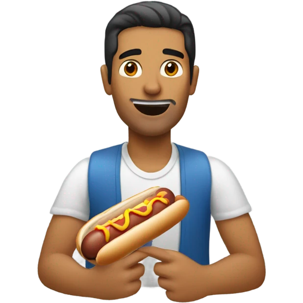 Latino man eating a bland hot dog emoji