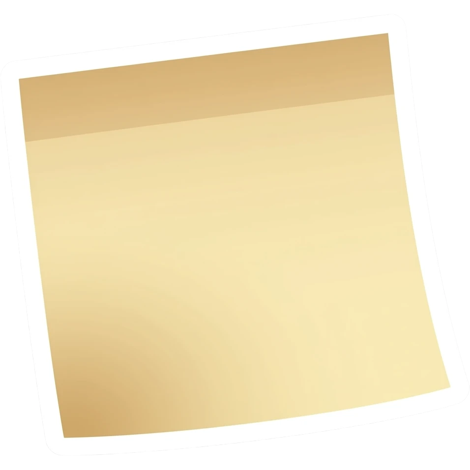 Simple and minimalistic sticker of a beige sticky note, white outline, smooth gradients or solid colours emoji